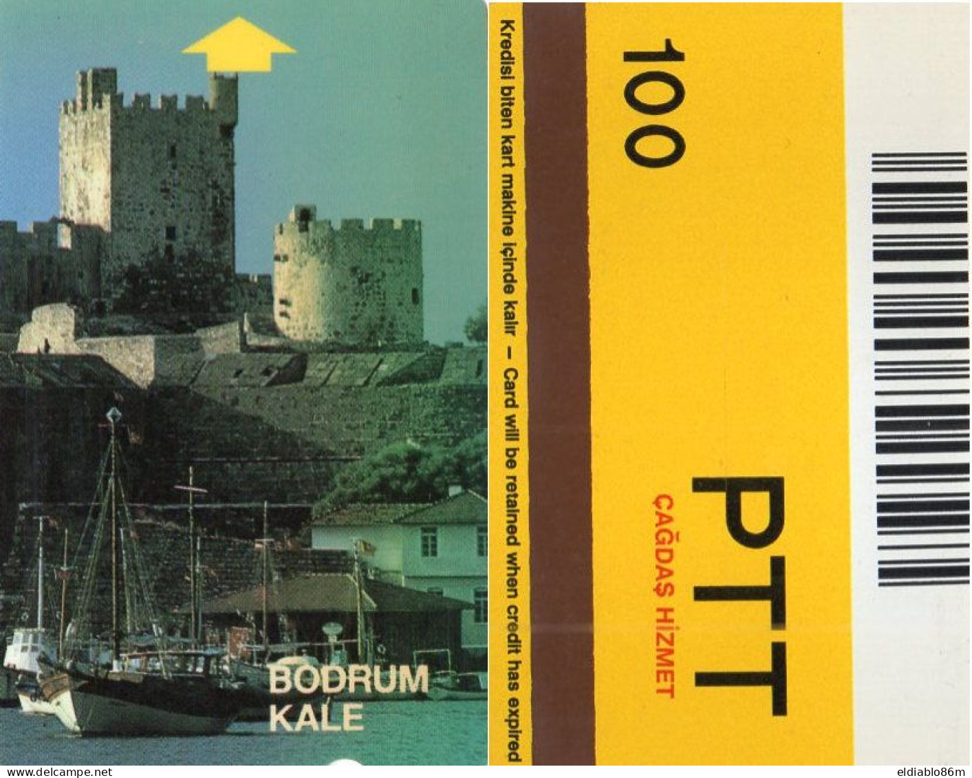 TURKEY - ALCATEL - BARCODE CARD - BODRUM KALE - CASTLE - 100 UNITS - BROWN - Türkei
