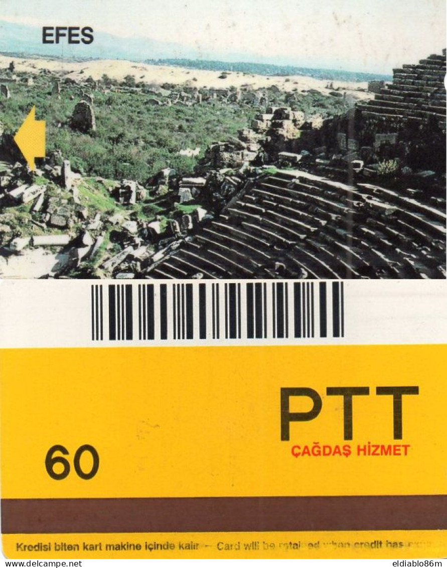 TURKEY - ALCATEL - BARCODE CARD - EFES TIYATRO SIRALARI - EPHESOS THEATER ROWS - 60 UNITS - BROWN (HIGHLY USED) - Turkije