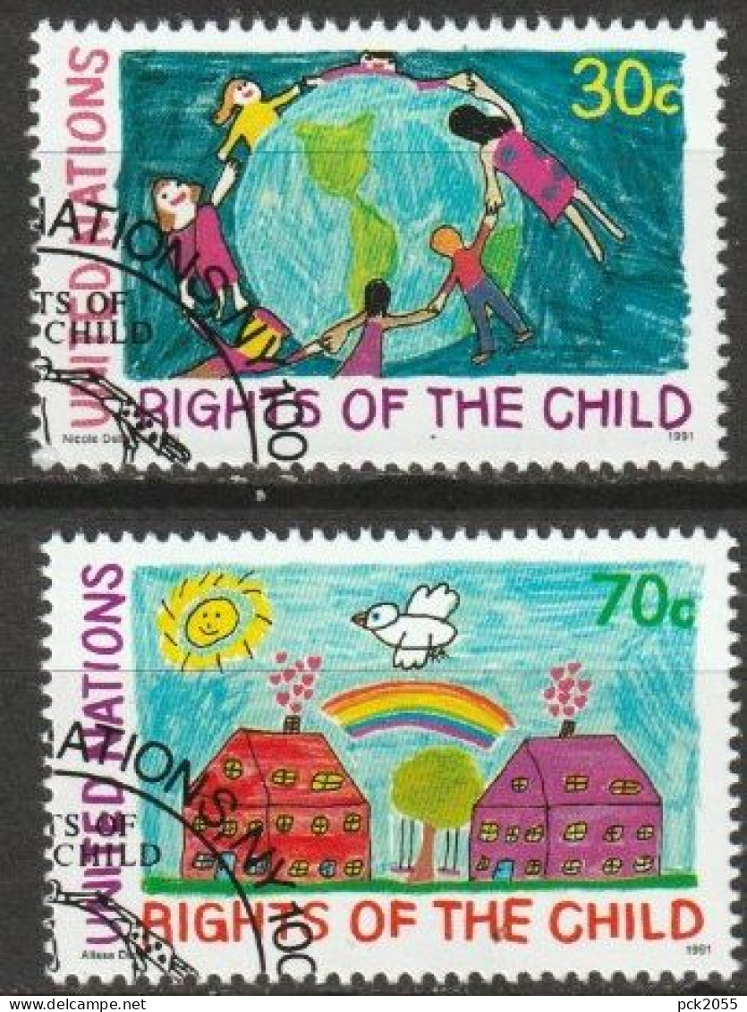 UNO New York 1991 MiNr.615 - 616 O Gestempelt Konvention Der UNO über Die Rechte Des Kindes ( 6161)Versand 1,00€-1,20€ - Used Stamps