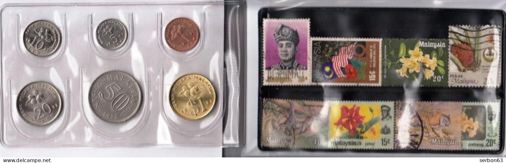 SINGAPOUR MALAISIE DANS UNE POCHETTE TRANSPARENTE 12 FLEURS DE COINS ET 16 TIMBRES AVANT LES ANNÉES 2000 PARFAIT - Singapore