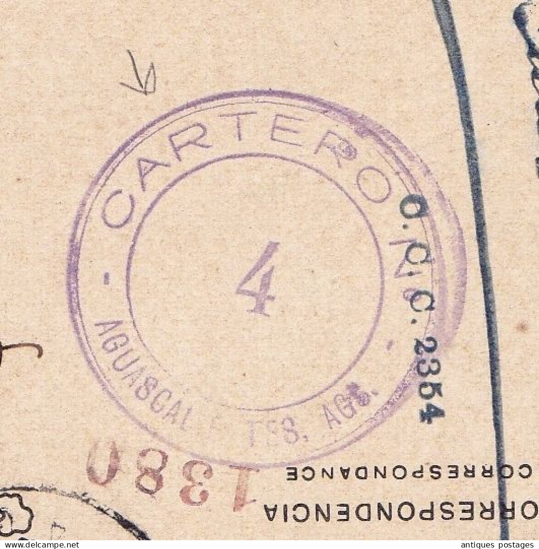 Bilhete Postal Lisboa Portugal Mexico Aguascalientes Cartero Carlos I de Portugal 20 Reis