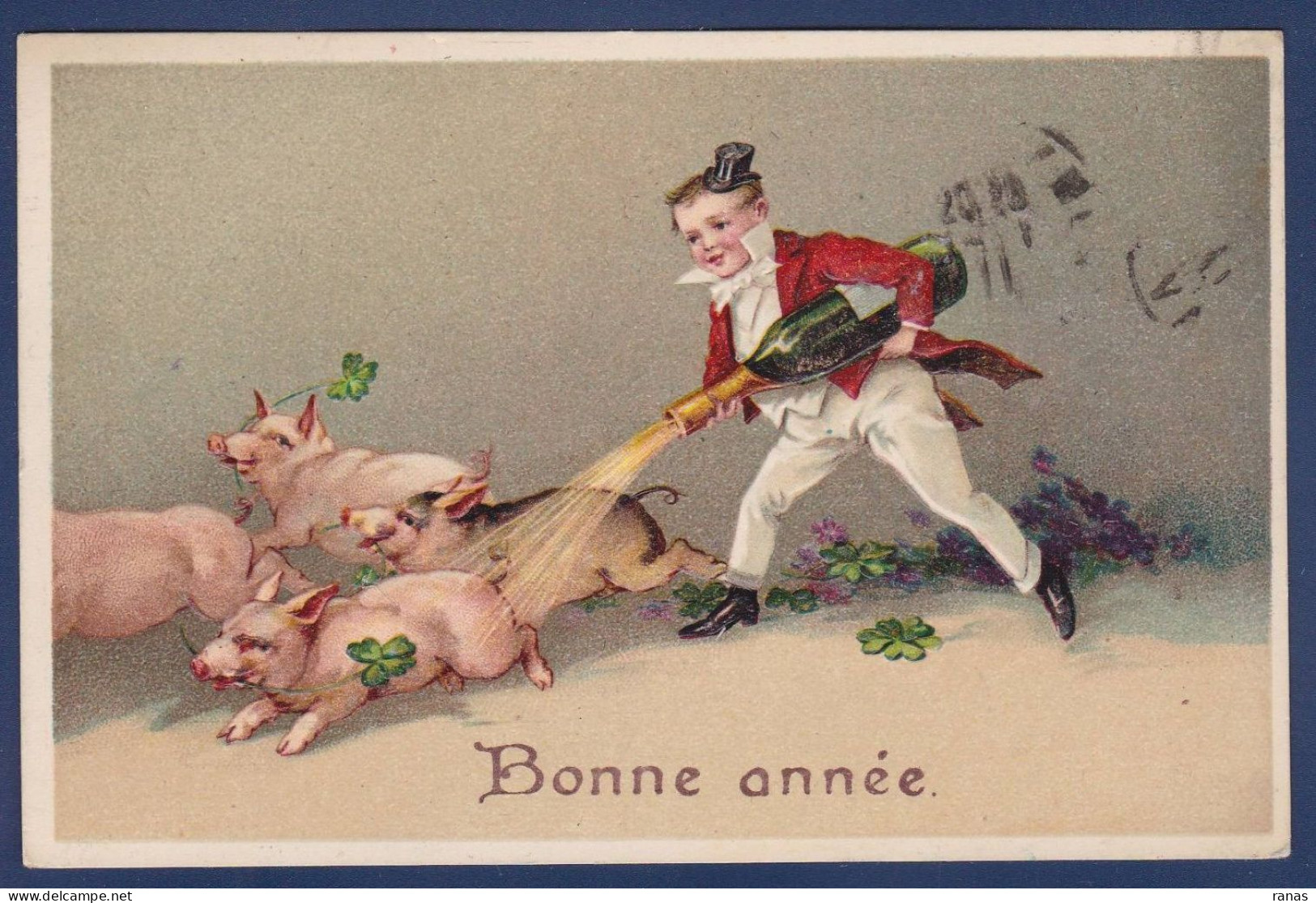 CPA Cochon Pig Position Humaine Circulé Gaufrée Embossed - Maiali