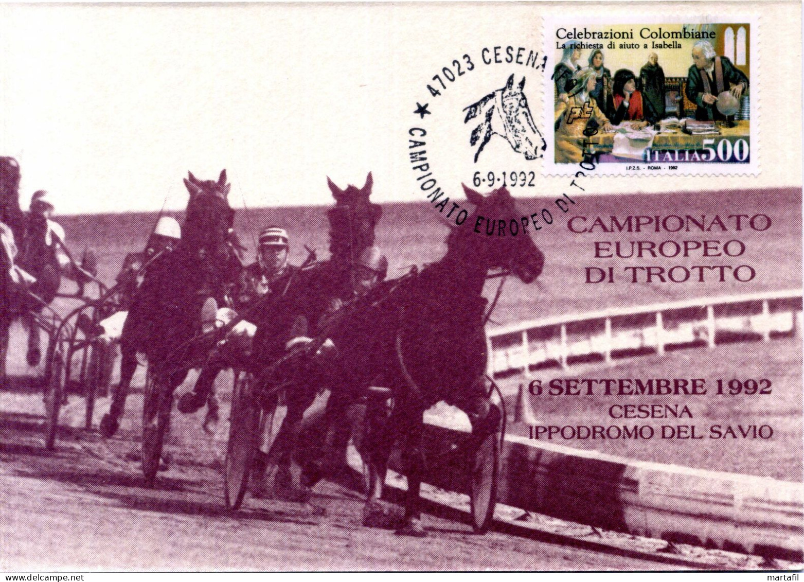 TEMATICA CAVALLI - HORSES - Cartolina, Campionato Europeo Di Trotto, Sport, Cesena - Pferde