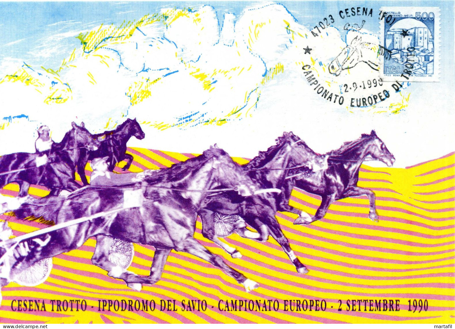 TEMATICA CAVALLI - HORSES - Cartolina, Campionato Europeo Di Trotto, Sport, Cesena - Pferde