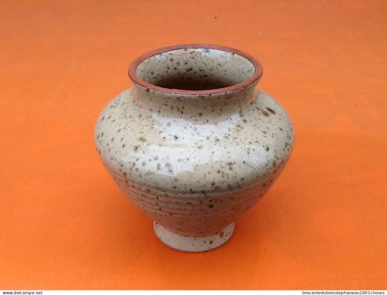 Années 1970 Vase Toupie Céramique Vernissée Décor Moucheté - Jarrones