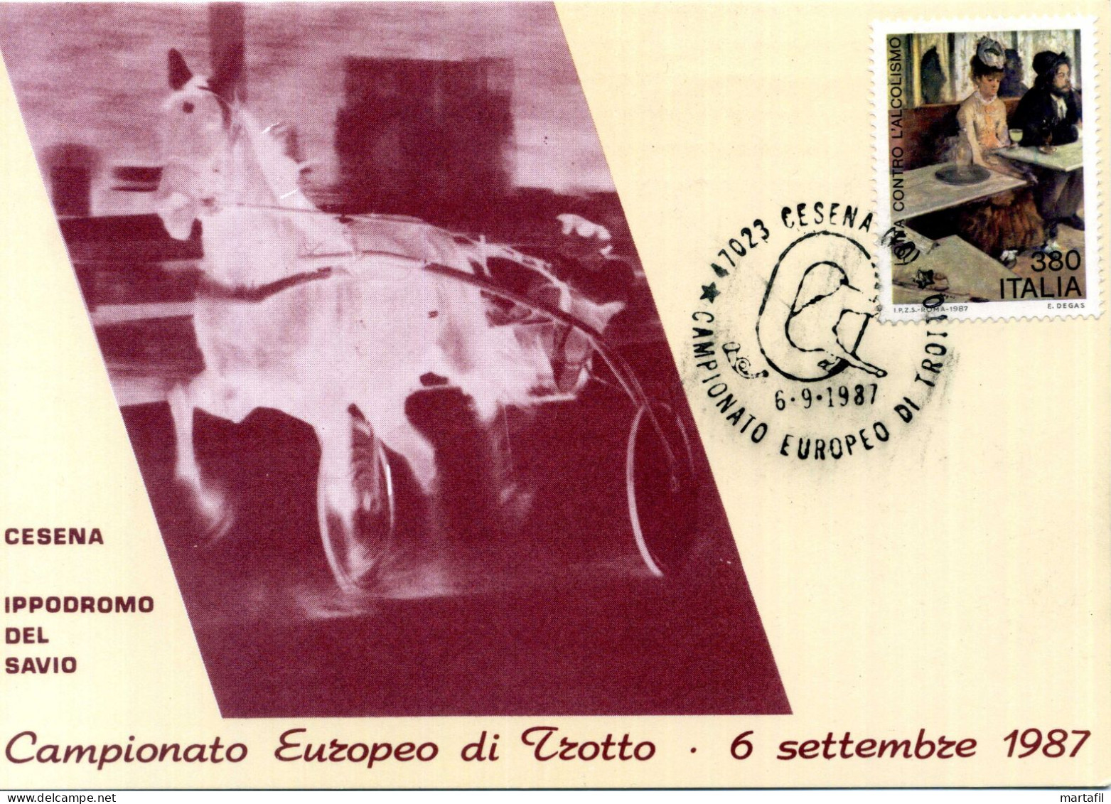 TEMATICA CAVALLI - HORSES - Cartolina, Campionato Europeo Di Trotto, Sport, Cesena - Horses