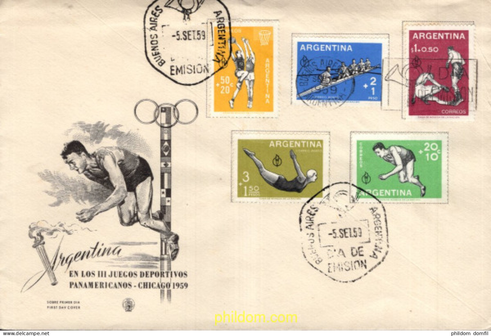 715442 MNH ARGENTINA 1959 3 JUEGOS DEPORTIVOS PANAMERICANOS EN CHICAGO - Ongebruikt