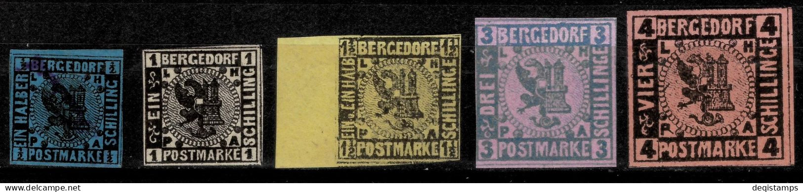 Old Germany States / Bergedorf 1861 MH Set Mi.-No. 1-5 - Bergedorf