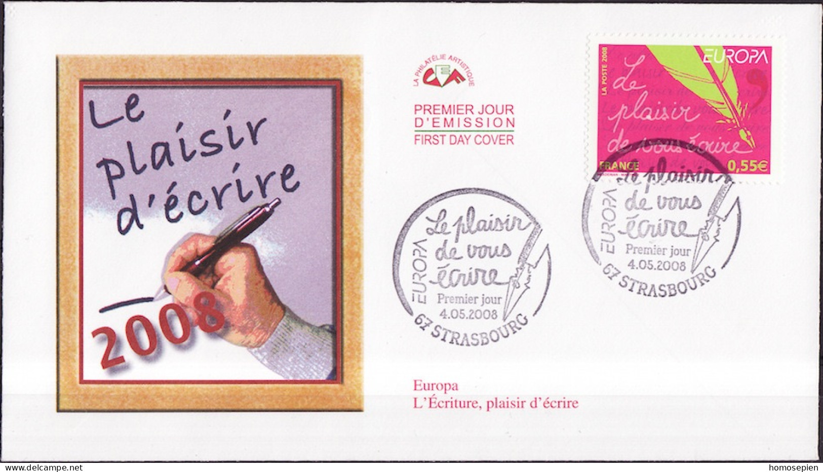 Europa CEPT 2008 France - Frankreich FDC1 Y&T N°4181 - Michel N°4408 - 0,55€ EUROPA - Gommé - 2008