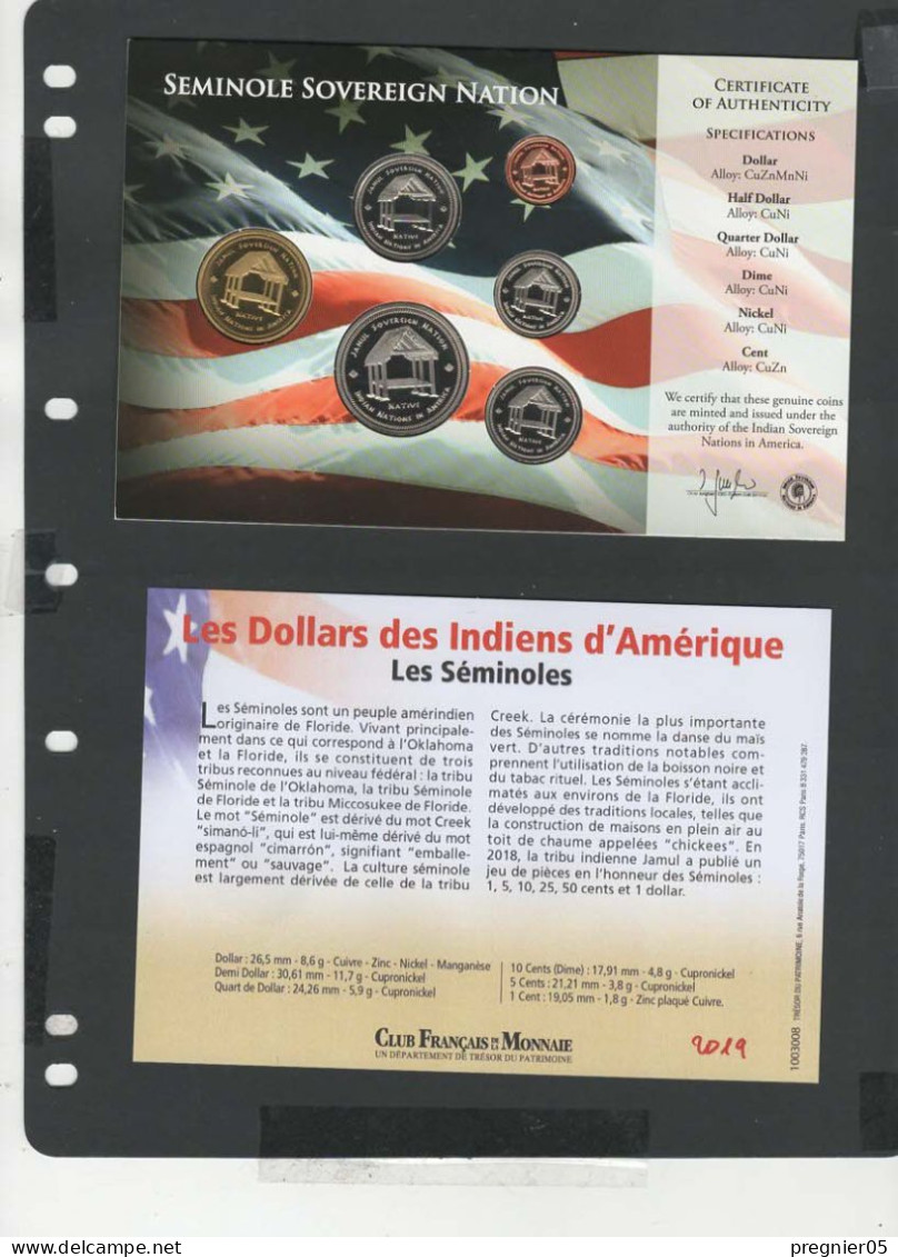 USA - Blister 6 Pièces Dollars Indiens D'Amérique 2019 - Seminole - Verzamelingen