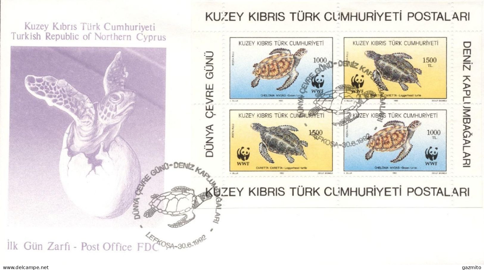 Turkey 1992, WWF, Turtles, FDC - FDC