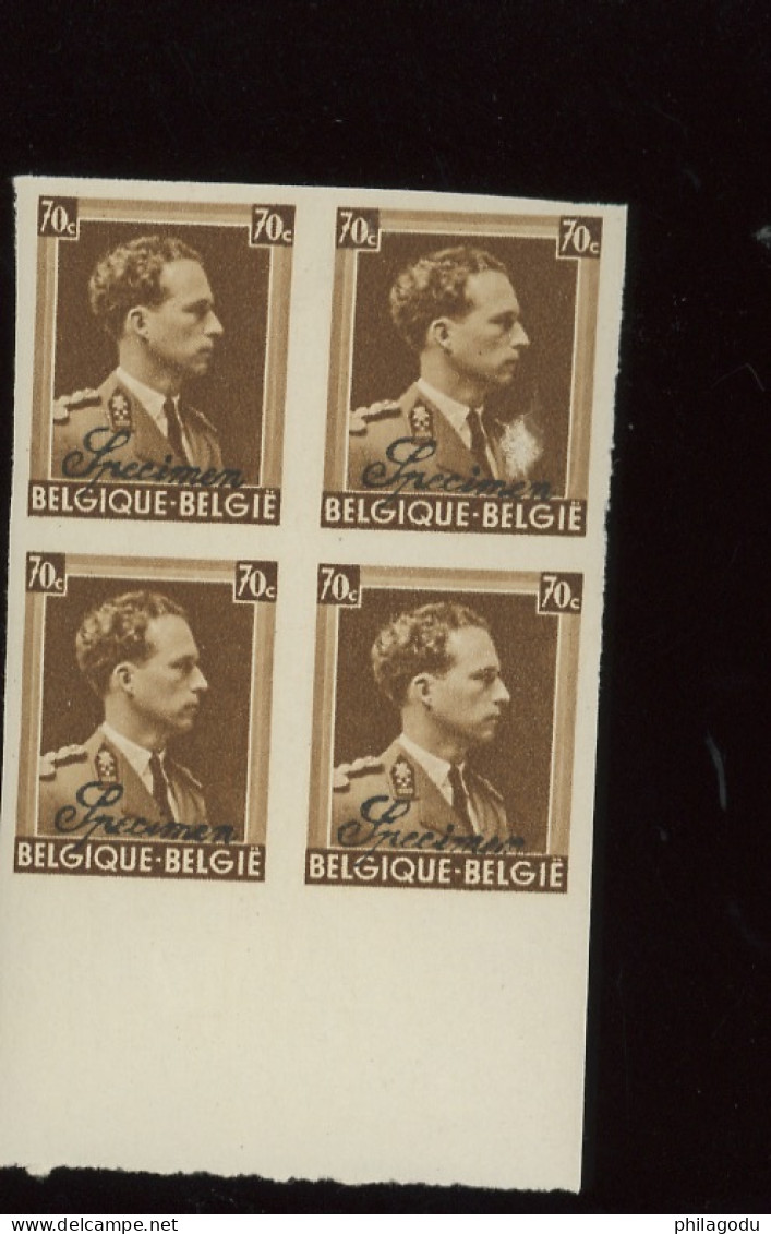 427. Léopold III.  Bloc De 4. N.D.**  Rare.  Cote ?,-€. N°24 Au Verso.   Postfris - 1931-1940