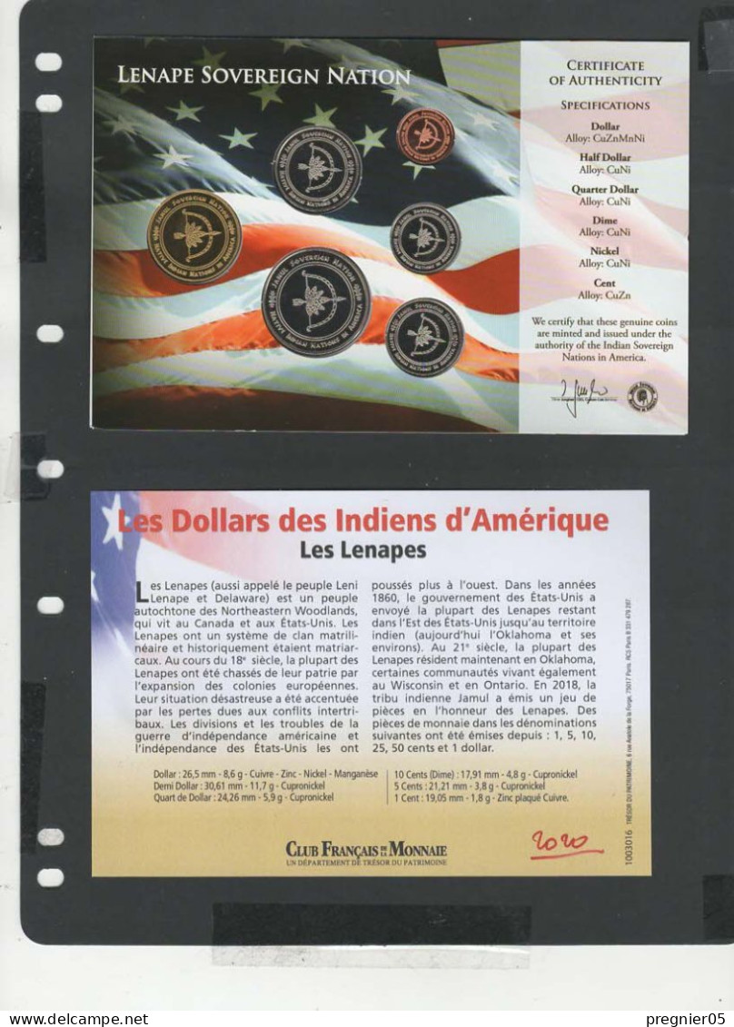 USA - Blister 6 Pièces Dollars Indiens D'Amérique 2020 - Lenape - Collezioni, Lotti Misti