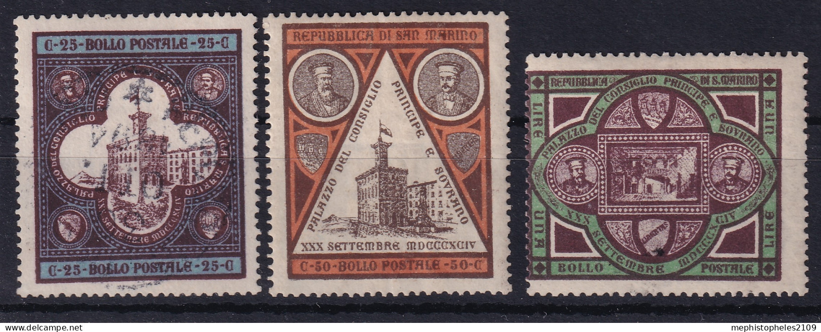 SAN MARINO 1894 - Canceled/MLH - Sc# 29-31 - Complete Set! - Unused Stamps