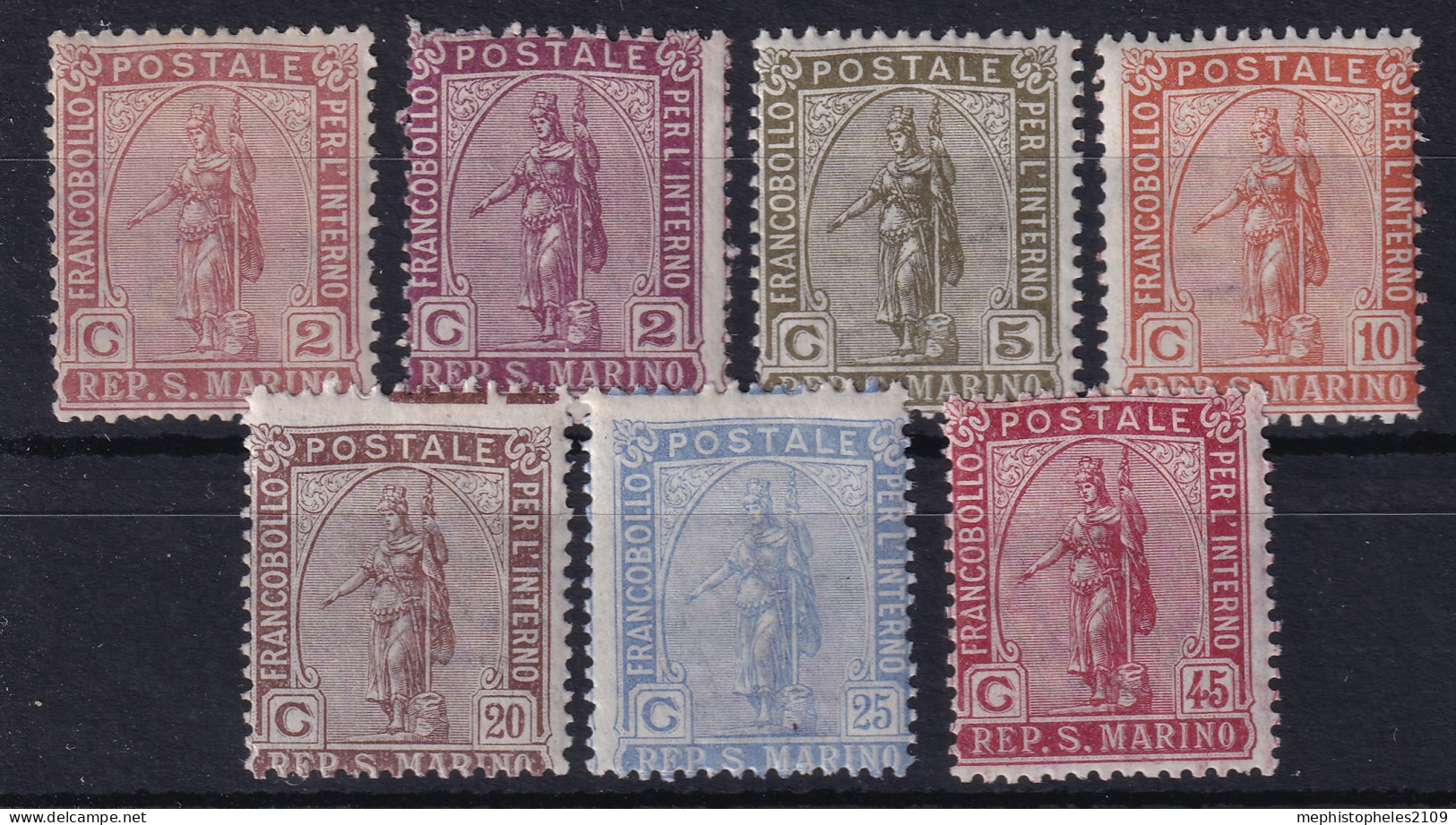 SAN MARINO 1899-1922 - MLH - Sc# 32-39 - Complete Set! - Unused Stamps