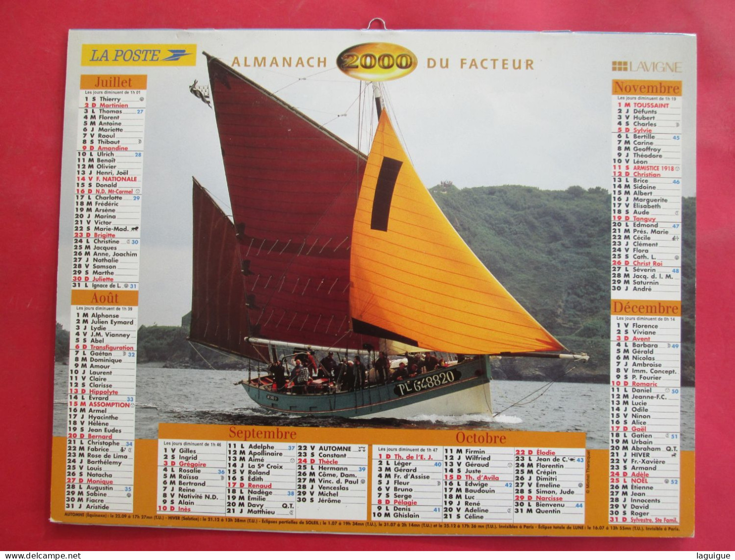 LOT 5 CALENDRIERS ALMANACHS 1993 A 2004  VOILIERS  LAVIGNE OBERTHUR - Tamaño Grande : 1991-00