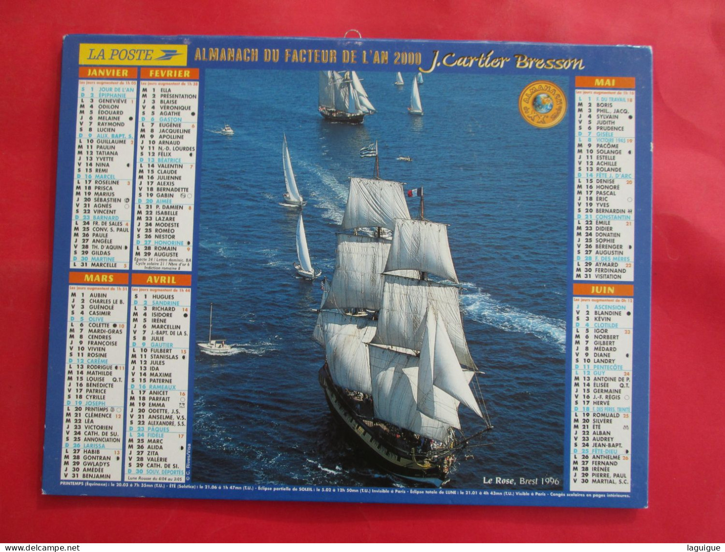 LOT 5 CALENDRIERS ALMANACHS 1993 A 2004  VOILIERS  LAVIGNE OBERTHUR - Grossformat : 1991-00