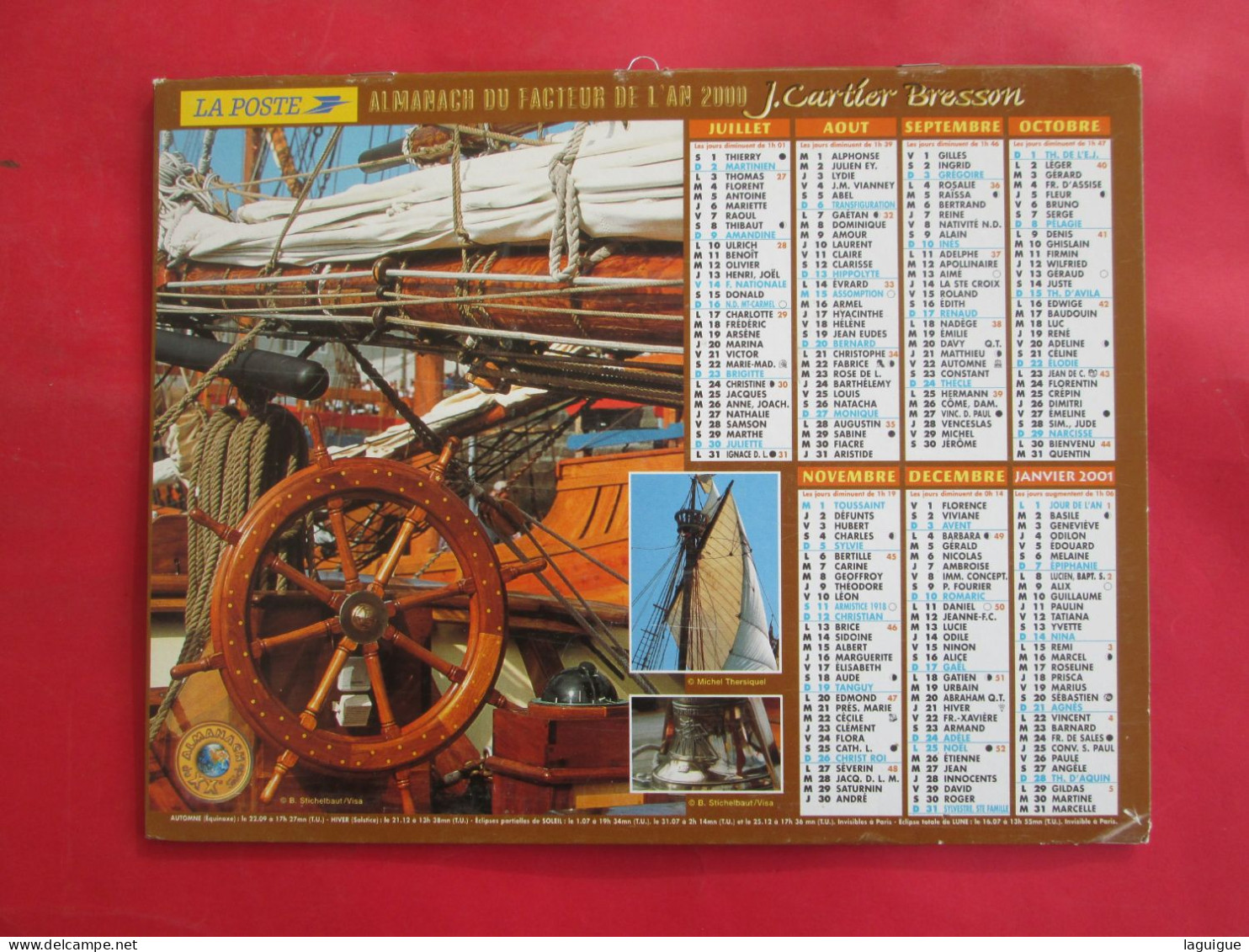 LOT 5 CALENDRIERS ALMANACHS 1993 A 2004  VOILIERS  LAVIGNE OBERTHUR - Grand Format : 1991-00