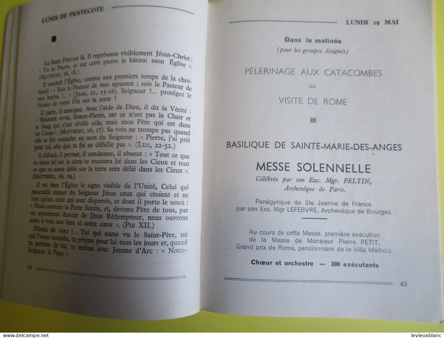 Manuel Du Pèlerinage Des Paroisses De France/ROME PENTECÔTE 1950/Action Catholique Générale De France/ 1950      PGC542 - Voyages