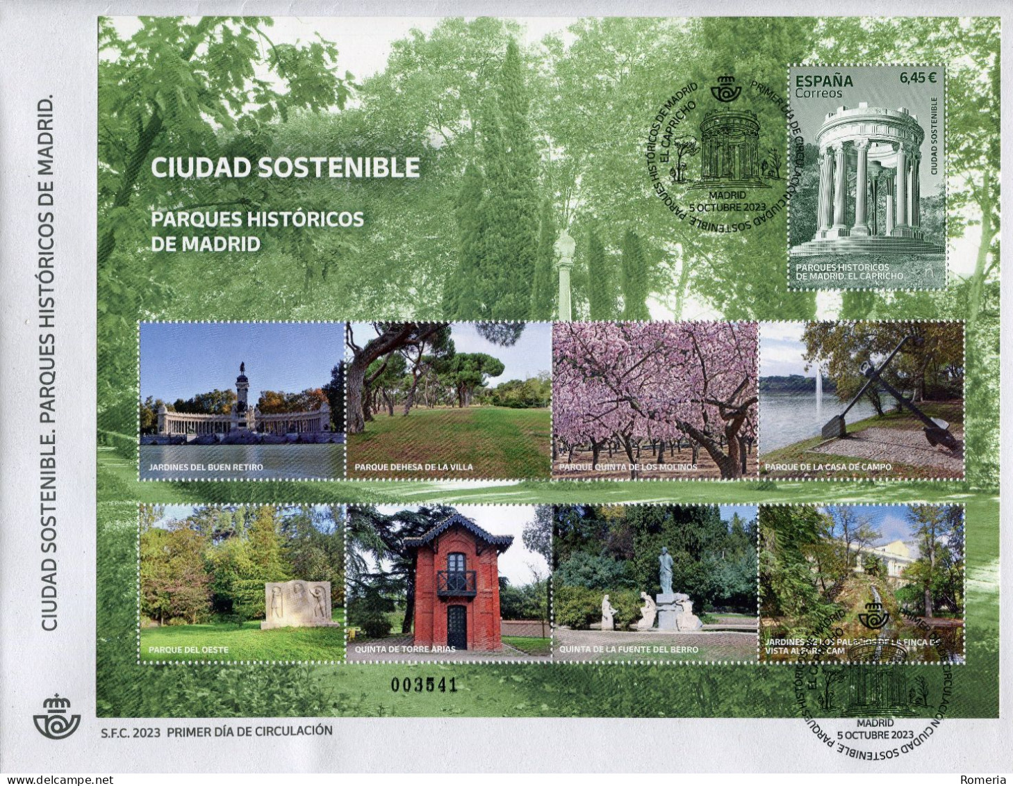 Espagne - 5/10/2023 - Bloc Feuillet Madrid Ciudad Sostenible - Enveloppe Premier Jour - 003541 - Used Stamps