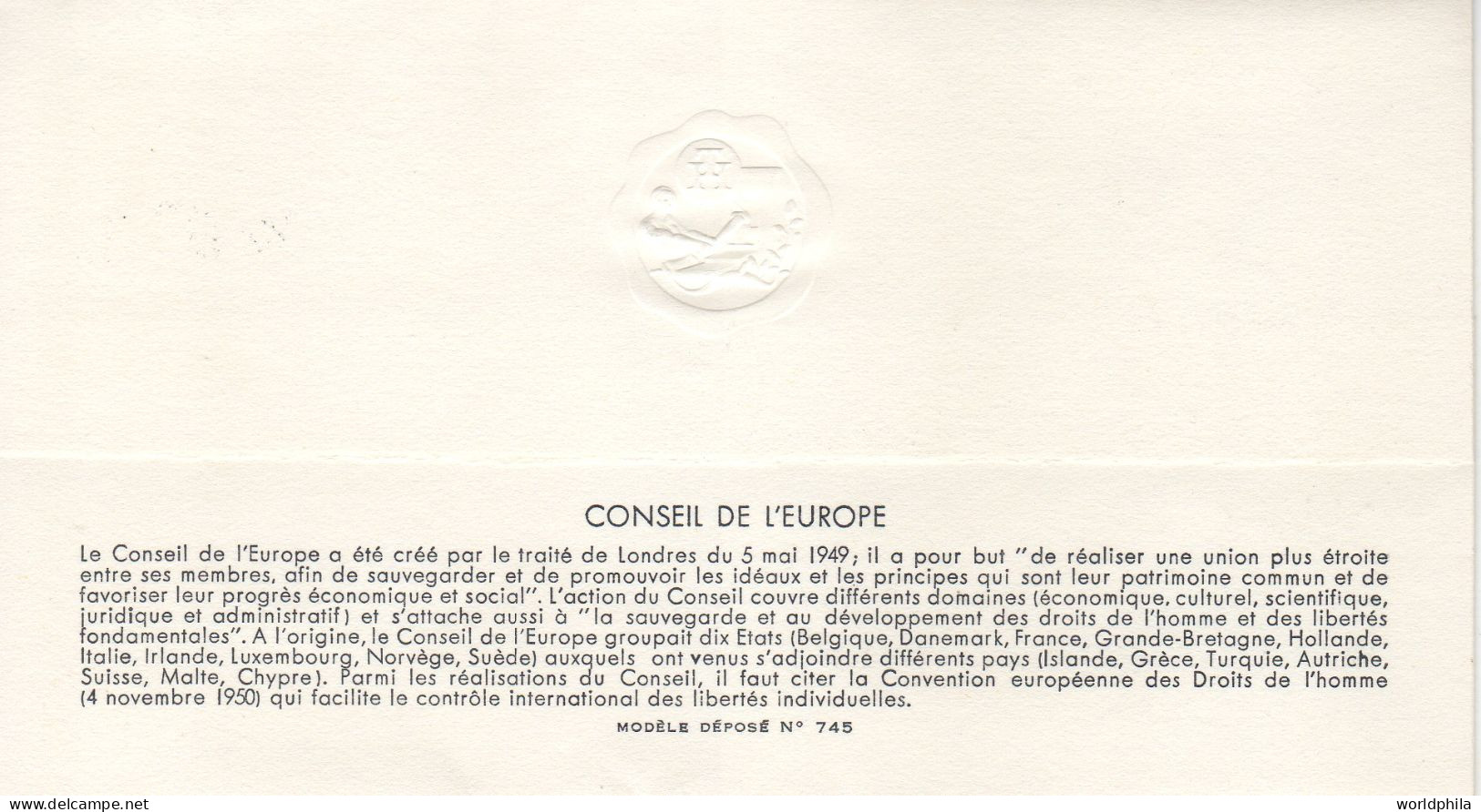 France 1971 FDC Autographed, Drawn And Engraved By Albert Decaris "Conseil De L'Europe" - Briefe