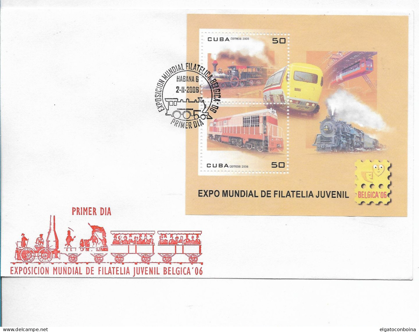 CUBA 2006 TRAINS RAILWAYS WORLD PHILATELIC EXHIBITION COMPLETE SET ON 3 FDC - FDC