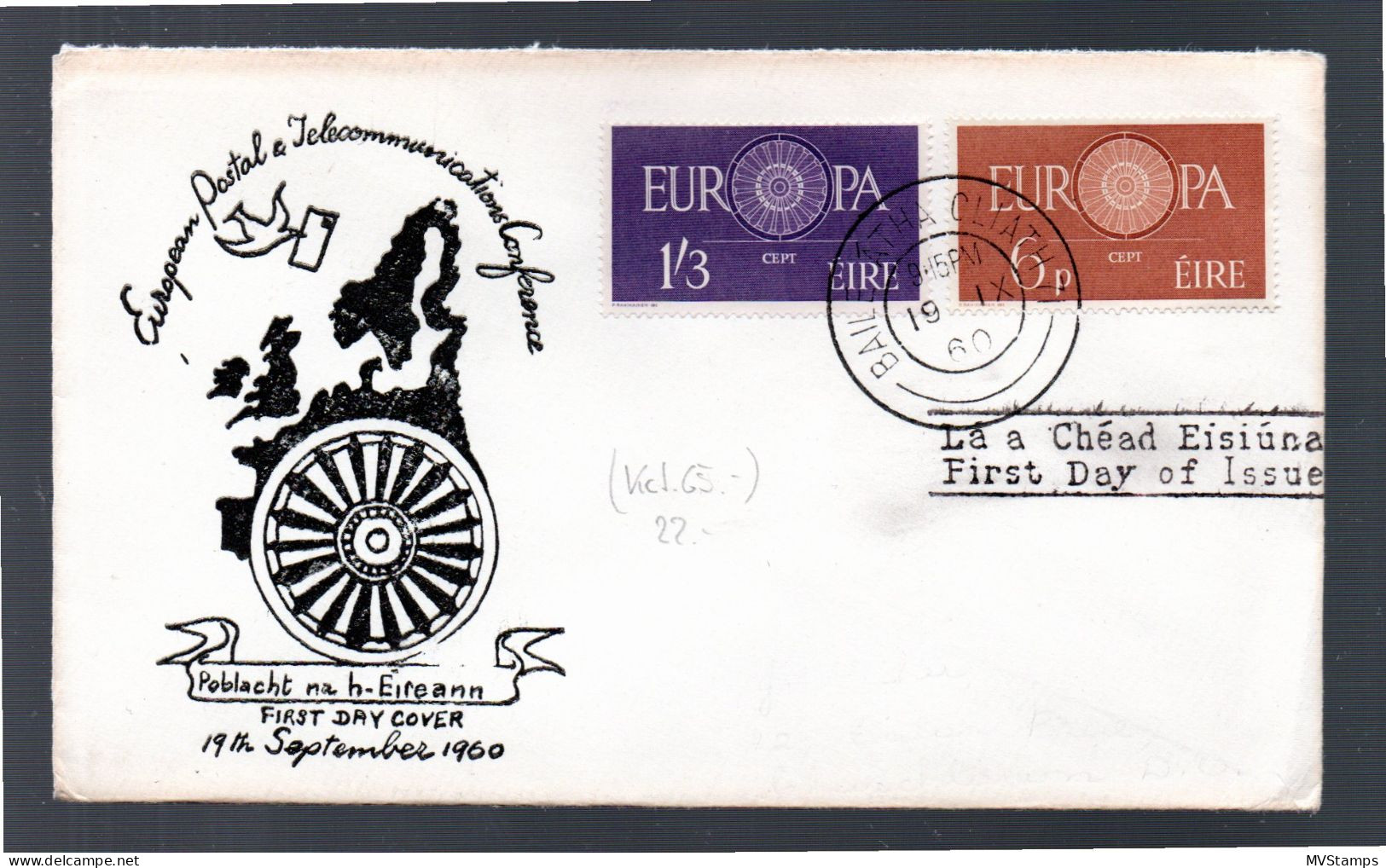 Ireland 1960 Set Europe/CEPT Stamps (Michel146/47) Used On FDC - Lettres & Documents