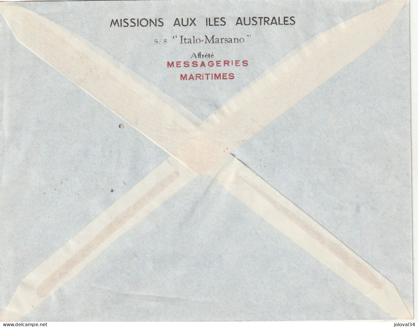 Missions Aux Iles Australes Bateau Italo Marsano  Enveloppe  N° 2 St Paul Et Amsterdam 2/1/1952 - ...-1955 Prefilatelia