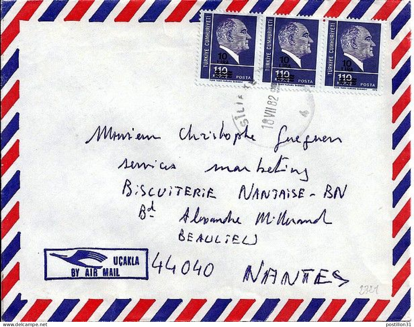 TURQUIE N° S/L. DU 18.7.82 POUR LA FRANCE - Cartas & Documentos