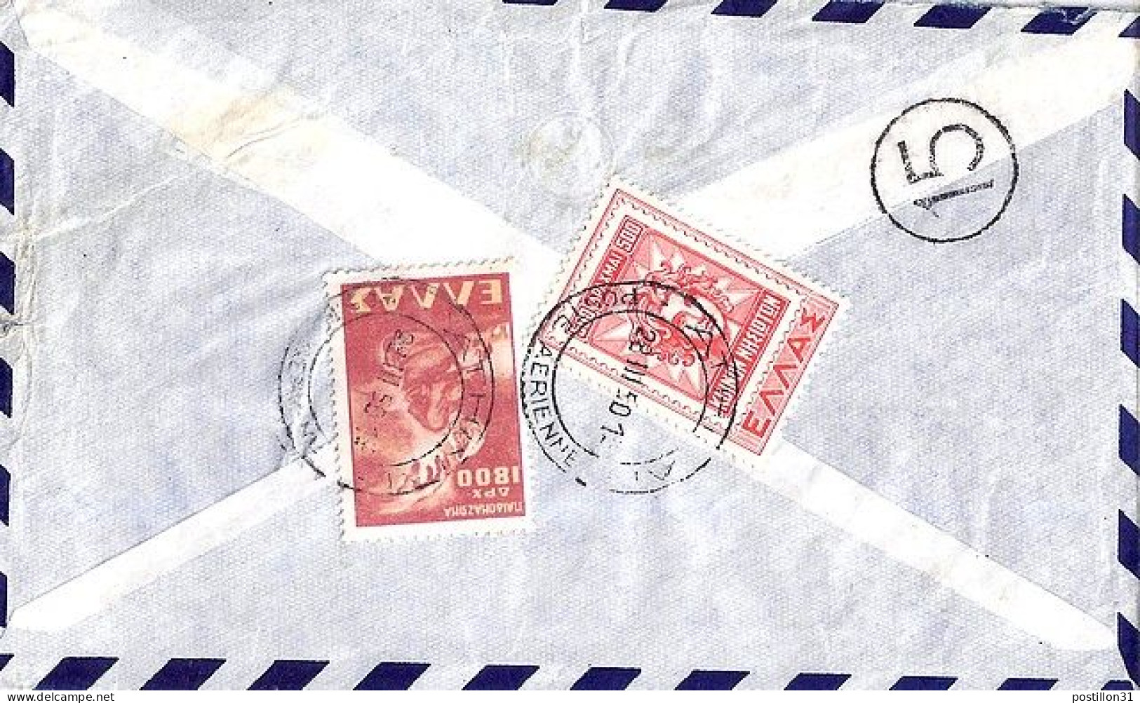 GRECE N° 568/559 S/L.DE ATHENES / 28.3.50 POUR LES USA - Cartas & Documentos