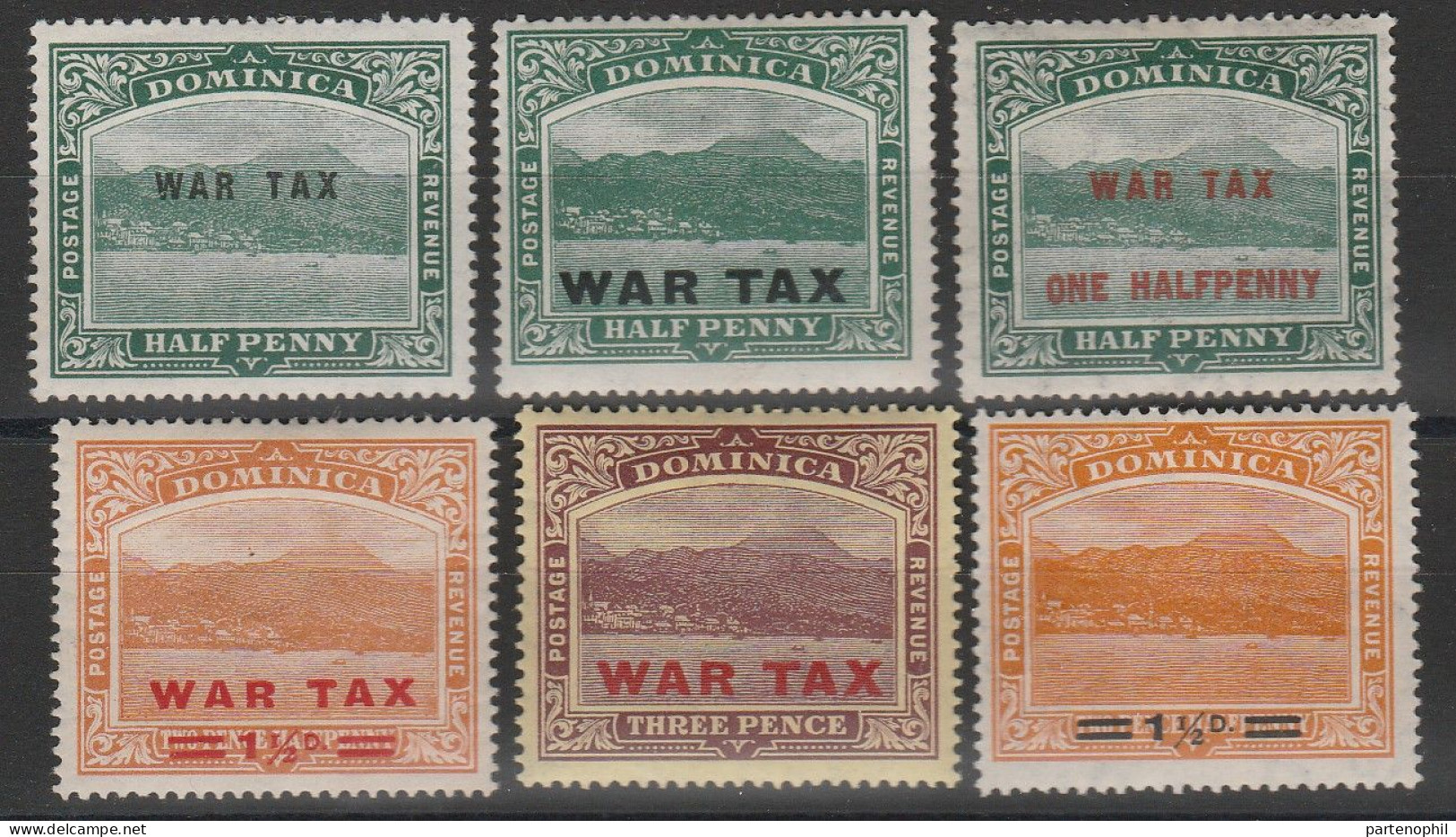 Dominica 1916/20 - Overprint "War Tax" N. 54/59 MH - Dominica (...-1978)