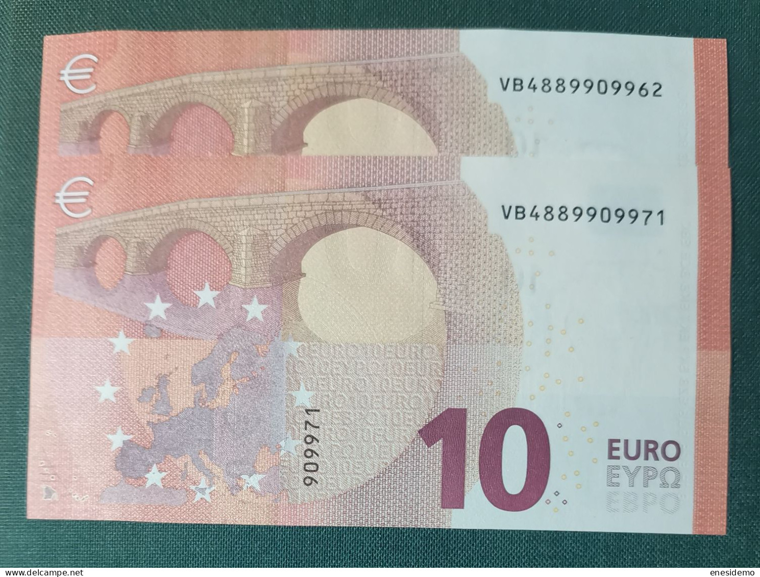 10 EURO SPAIN 2014 LAGARDE V012G3 VB  CORRELATIVE COUPLE SC FDS UNCIRCULATED  PERFECT - 10 Euro