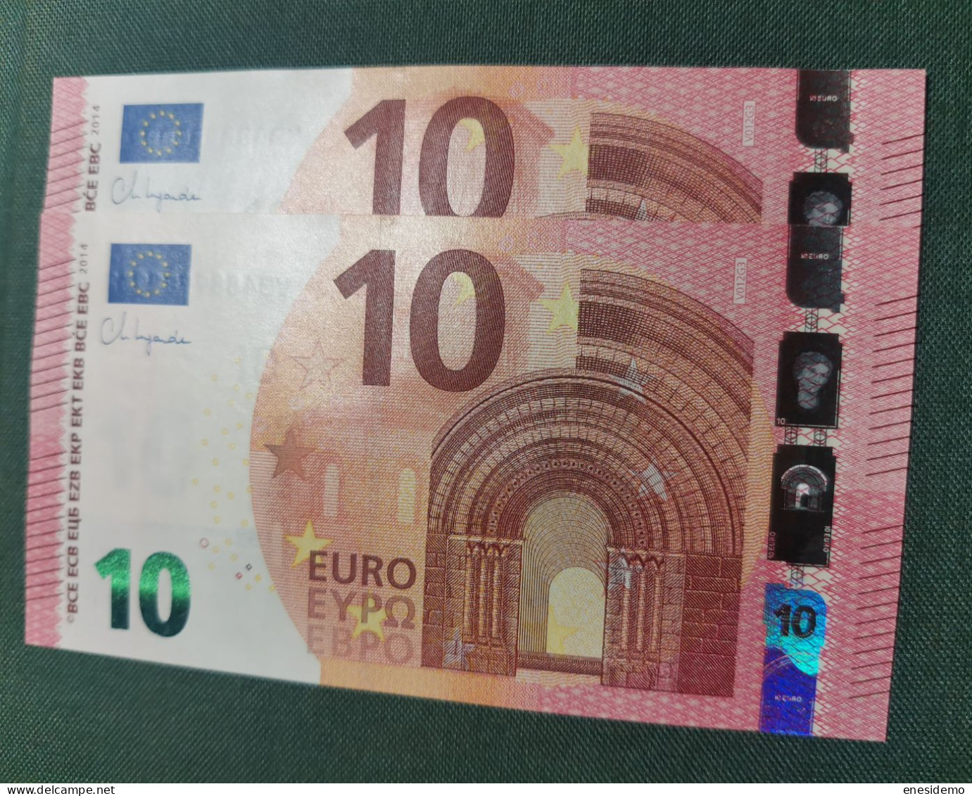 10 EURO SPAIN 2014 LAGARDE V012G3 VB  CORRELATIVE COUPLE SC FDS UNCIRCULATED  PERFECT - 10 Euro