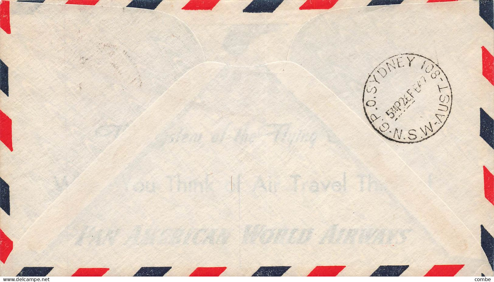 LETTRE. NOUVELLE CALEDONIE. 26 FEVR 47. POUR L'AUSTRALIE. PAN AMERICAN - Storia Postale