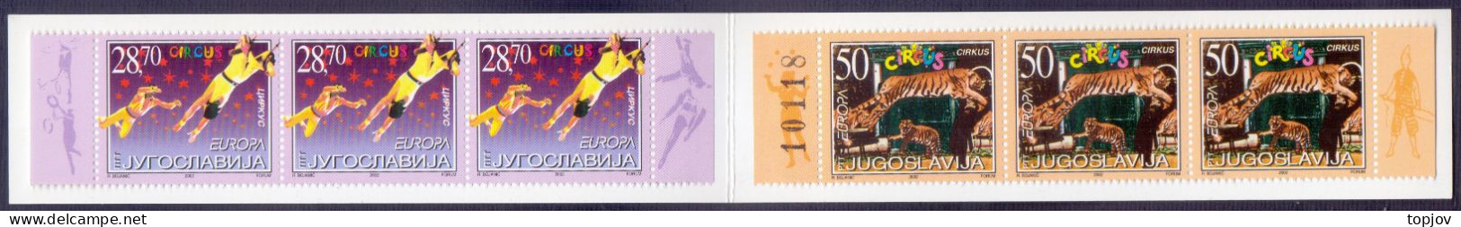 JUGOSLAVIA - EUROPA CEPT - CIRCUS  TIGER  CATS - **MNH - 2002 - Carnets