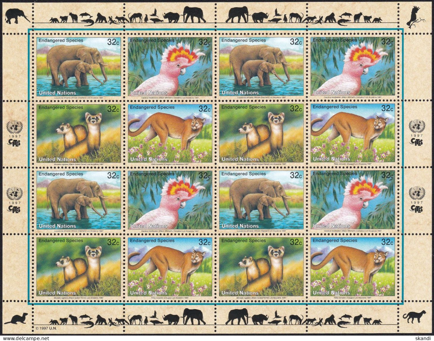 UNO NEW YORK 1997 Mi-Nr. 732/35 Kleinbogen ** MNH - Blocks & Kleinbögen