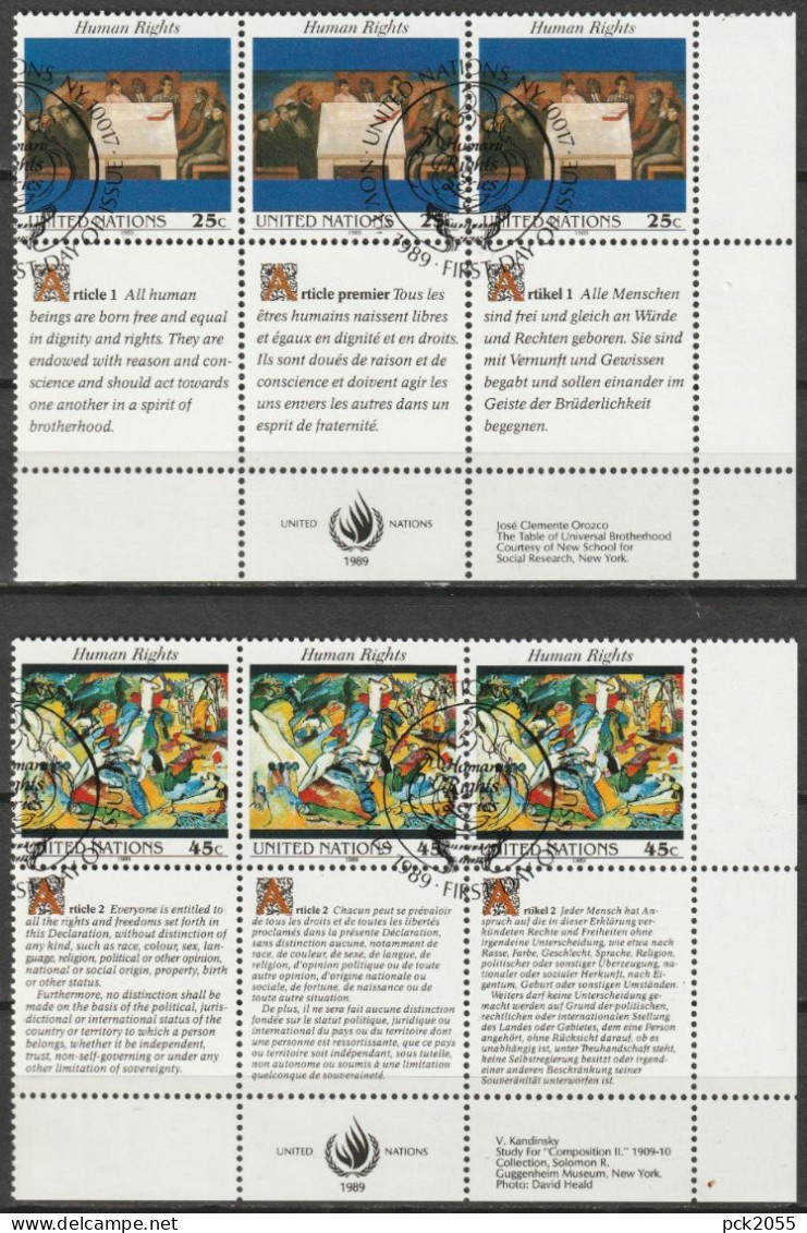 UNO New York 1989 MiNr.577 - 578 O Gestempelt Allgemeine Erklärung Der Menschenrechte ( D 6041)Versand 1,00€-1,20€ - Used Stamps