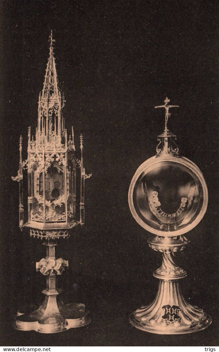 Gheel (Ste Dimphna Kerk) - Zilveren Monstrans Met Den Rooden Steen, Monstrans Met Relikwie Van H. Gerebernus - Geel