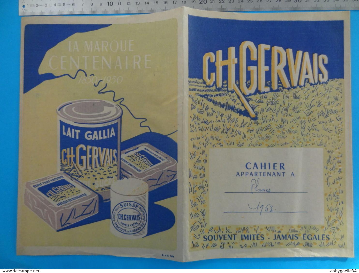 Protège-cahier Publicitaire CH. GERVAIS Carré Frais Pasteurisé Lait Gallia Petit Suisse Fabriqué En Normandie - C