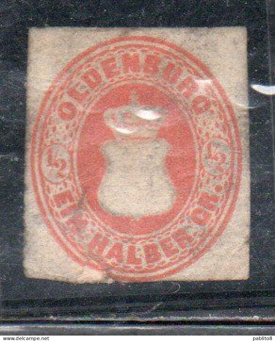 GERMANY GERMANIA GERMAN OLD STATES OLDENBURG 1862 COAT OF ARMS STEMMA ARMOIRIES 1/2g MH - Oldenbourg