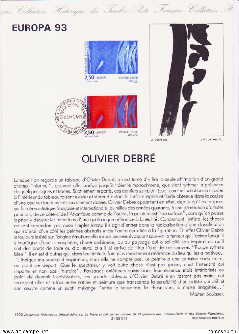 Europa CEPT 1993 France - Frankreich Y&T N°DP2797 - Michel N°PD2943 (o) - 2,50f EUROPA - Format A4 - Type 2 (musée) - 1993