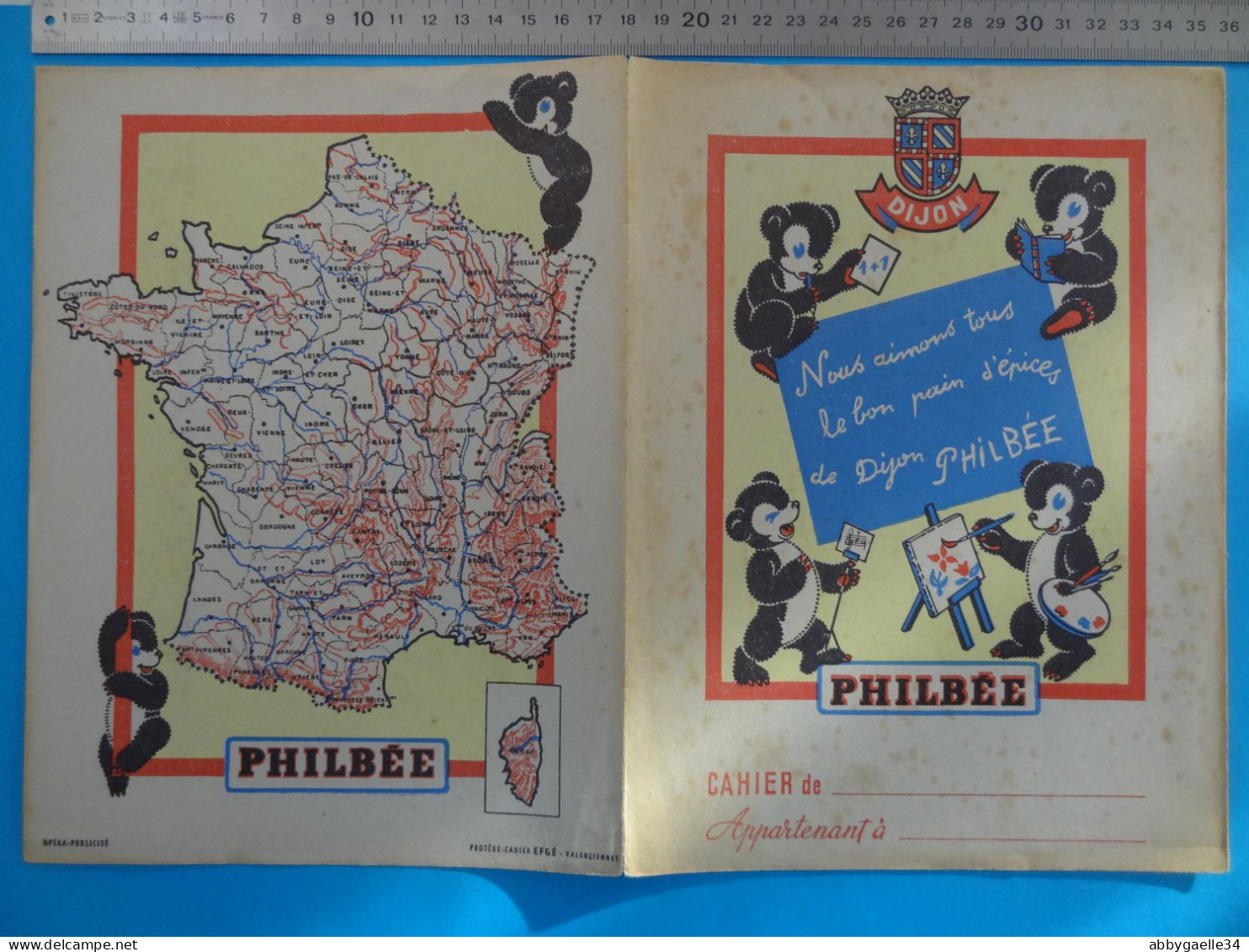 Protège-cahier Publicitaire PHILBEE Pain D'épices (Dijon, Côte D'Or) Opéra Publicité EFGE - Valenciennes (Nord) - C