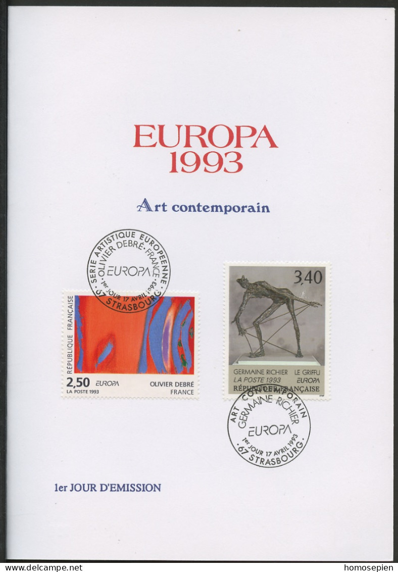 Europa CEPT 1993 France - Frankreich Y&T N°DP2797 - Michel N°PD2943 (o) - Format 150*210 - 1993