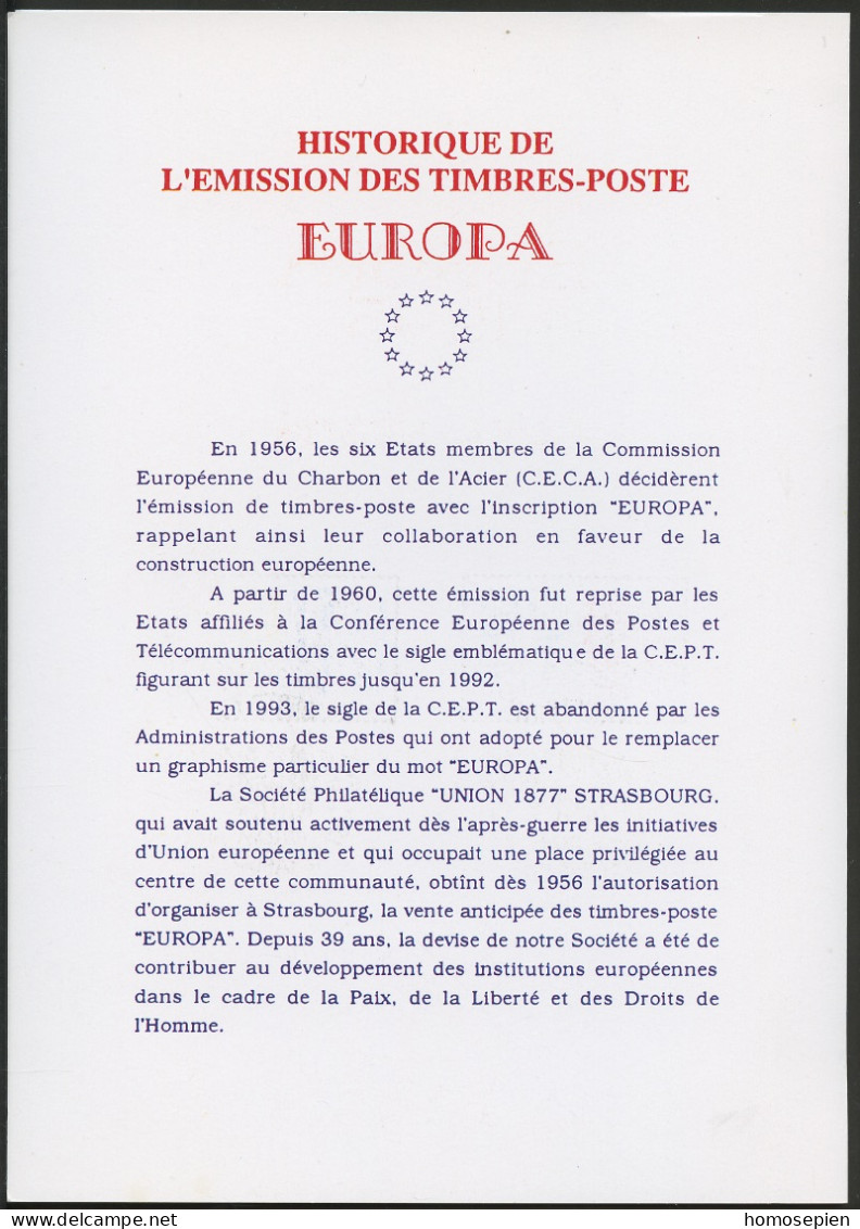 Europa CEPT 1995 France - Frankreich Y&T N°DP2941 à 2942 - PD3084 à 3085 (o) - Format 150*210 - 1995