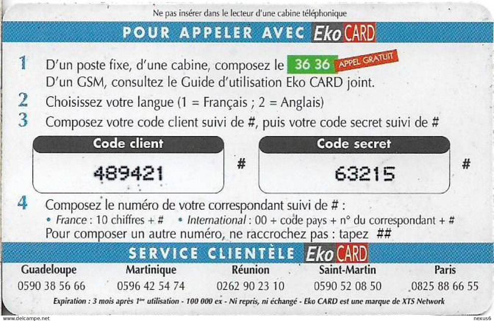 French Antilles - EkoCard - Metro - Buoy, 2001, Remote Mem. 50F, 100.000ex, Used - Antilles (French)