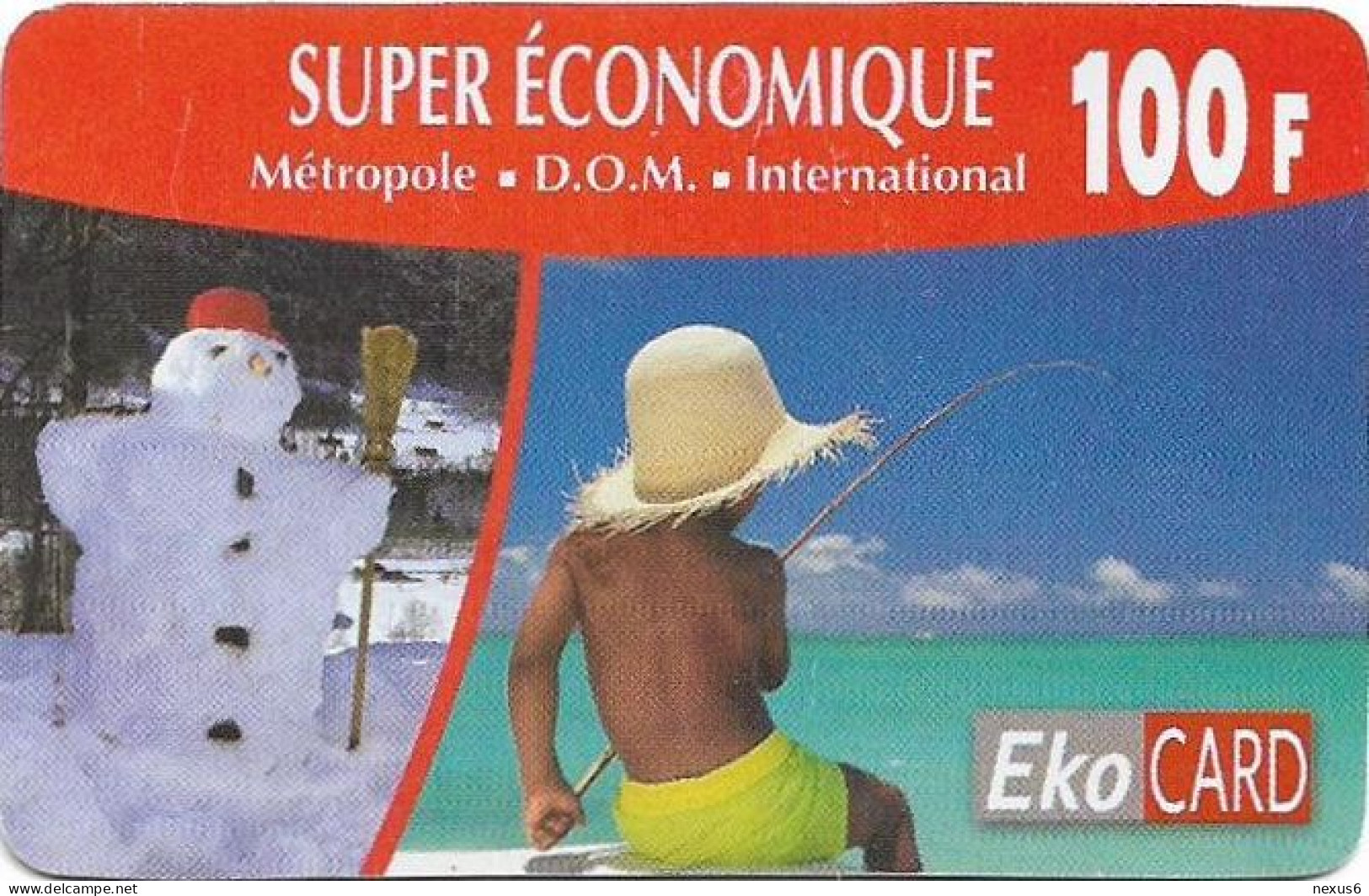 French Antilles - EkoCard - Snowman - Boy, 2001, Remote Mem. 100F, 150.000ex, Used - Antille (Francesi)