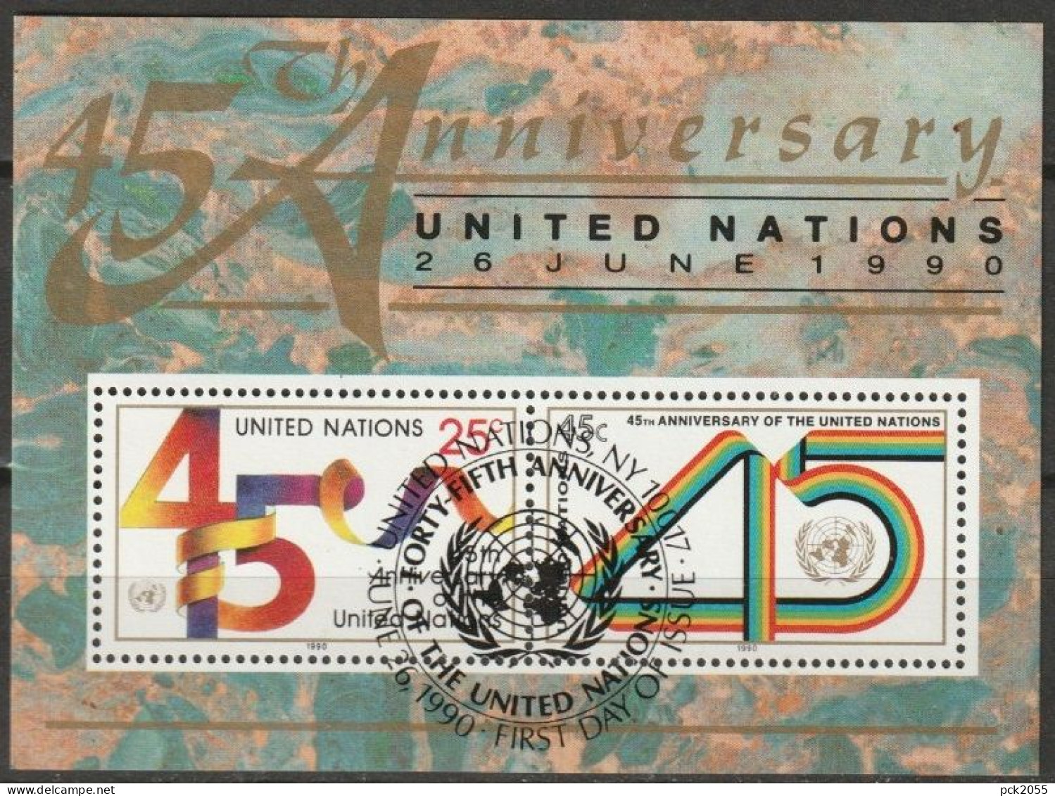 UNO New York 1990 Mi-Nr. Block 11 O Gestempelt 45 Jahre UNO ( 7462)Versand 1,00€-1,20€ - Blocks & Sheetlets