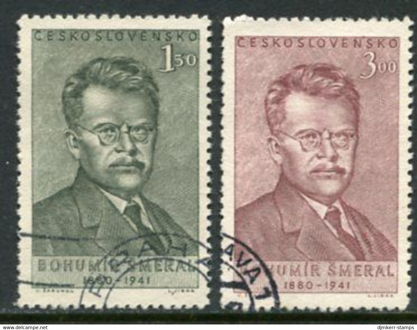 CZECHOSLOVAKIA 1951 Bohumil Smeral Used.  Michel 669-70 - Usados