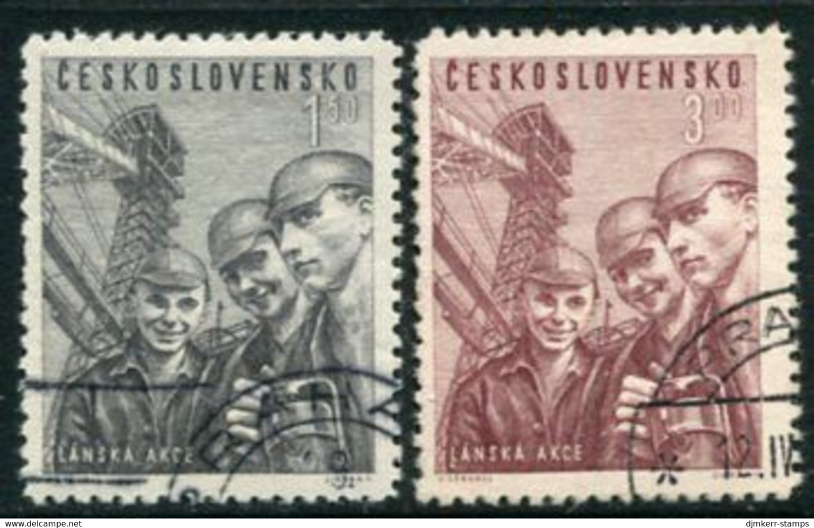 CZECHOSLOVAKIA 1951 Young Miners Used.  Michel 653-54 - Gebruikt