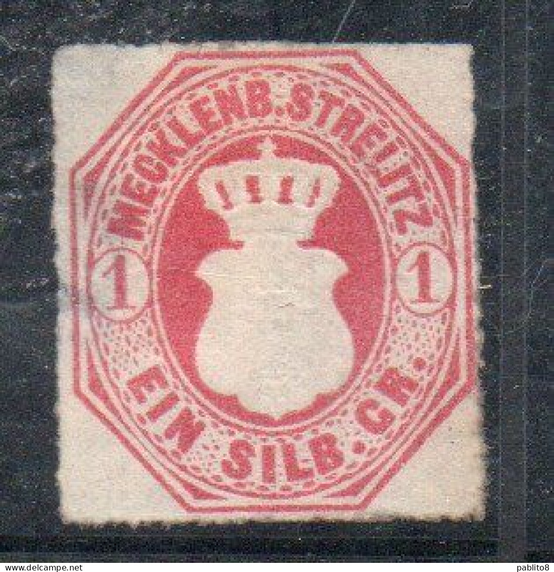 GERMANY GERMANIA GERMAN OLD STATES MECKLENBURG-STRELITZ 1864 COAT OF ARMS STEMMA ARMOIRIES 1sg MH - Mecklenburg-Strelitz